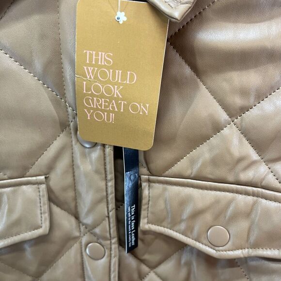 Love Tree Camel Colored Vegan Leather Jacket Women’s size Small NWT‎ - Picture 6 of 6